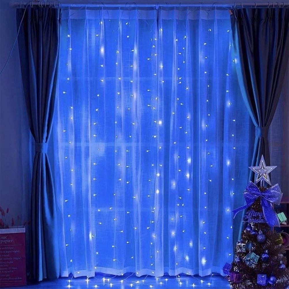 Гирлянда штора на окно Xmas Водопад 320-B-2 3х1,5 м Синий (7599)