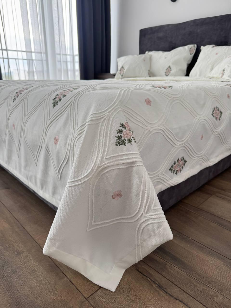 Покривало Бароко №3 бавовна 180х250 см Молочний (55677-3-180x250cm)