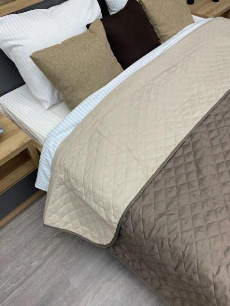 Покривало на ліжко/диван двостороннє Decorator Ultra Sonic Microfiber 160х215 см Капучино/Бежевий (85-008) - фото 4