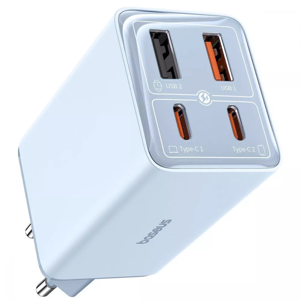 Зарядное устройство BASEUS GaN6 Pro 65W 2 Type-C и 2 USB Blue (P10162701313-00)