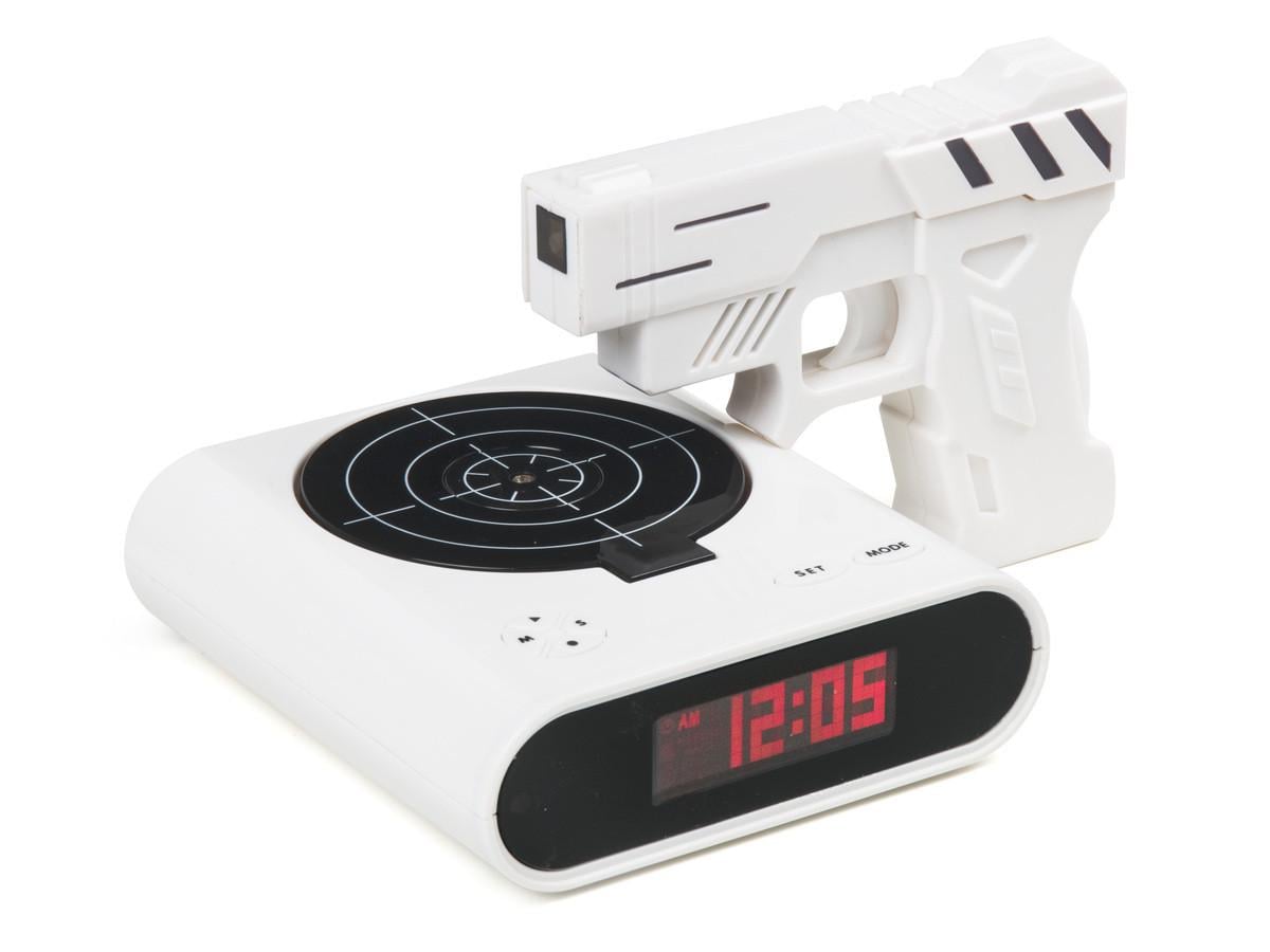 Будильник SUNROZ Gun Alarm Clock с мишенью Белый (SUN3414)