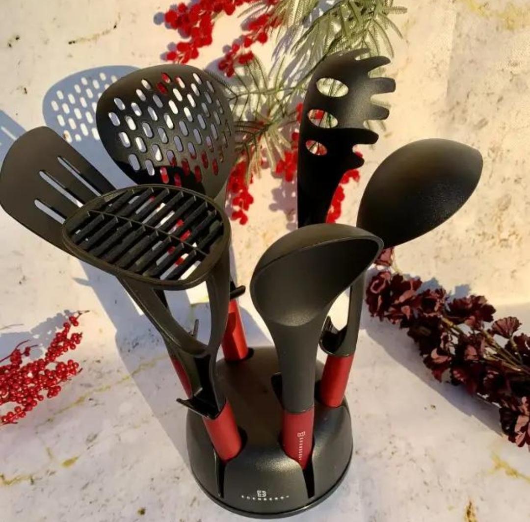 Набір кухонного приладдя Edenberg із нейлону на підставці 7 пр. Червоний (EB-3607) - фото 3