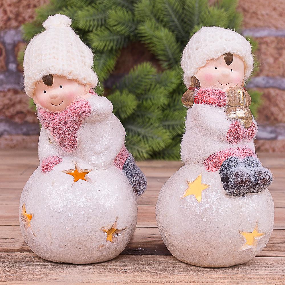 Статуэтка LED Детки на снежных шариках (4486)