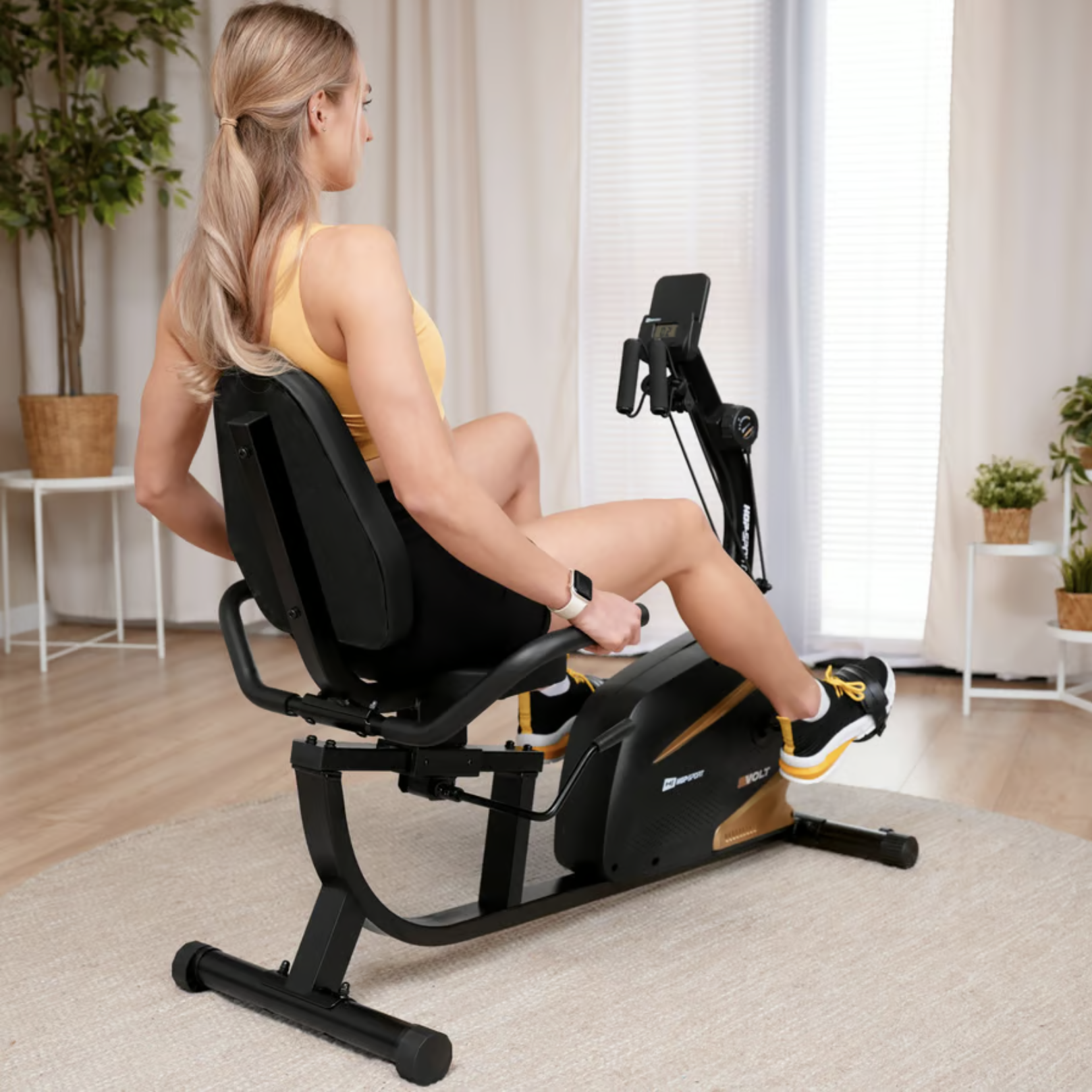 Велотренажер горизонтальний Hop-Sport HS-045L Volt магнітний Золотистий (4730) - фото 6 Велотренажер горизонтальний Hop-Sport HS-045L Volt магнітний Золотистий (4730) - фото 6