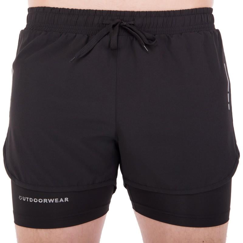 Шорти чоловічі спортивні Jason 62201 подвійні 3XL Чорний - фото 3