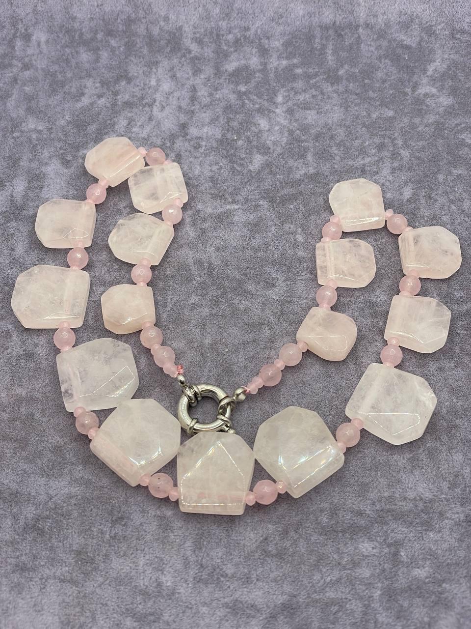 Намисто кварц 45 см Рожевий (1065)