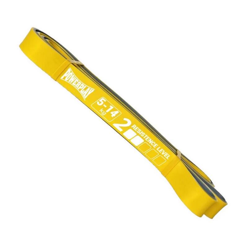 Резинка для фитнеса и подтягиваний двухслойная PowerPlay Double Colors Band 4116 5-14 кг Желто-серый
