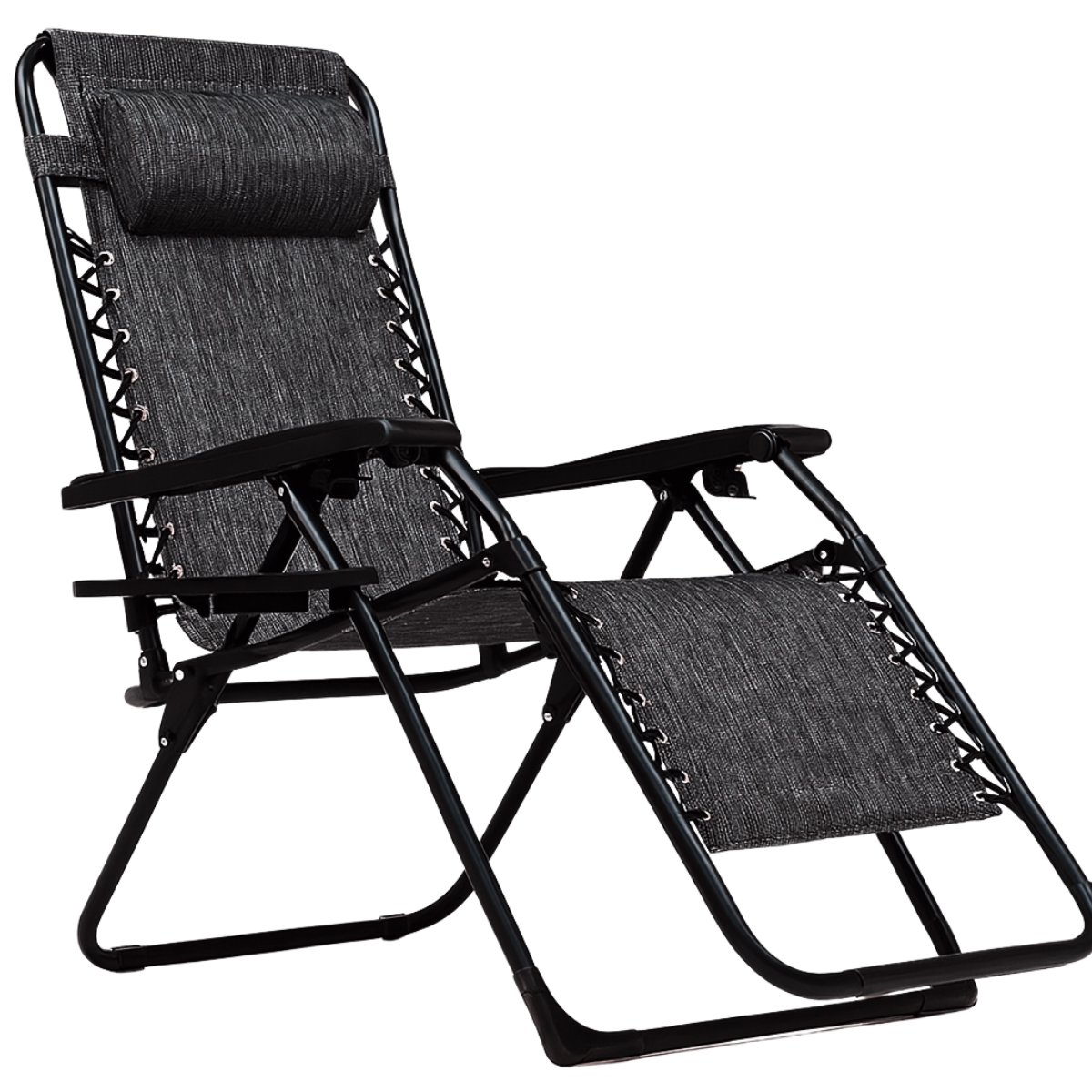 Шезлонг LEOBRO Zero Gravity с подголовником и регулировкой спинки 178х64х110 см Dark Grey (leo-140645)