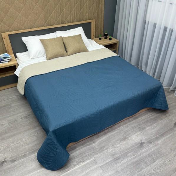 Покривало на ліжко Decorator Microfiber 140х215 см Синій/Бежевий (85-110)