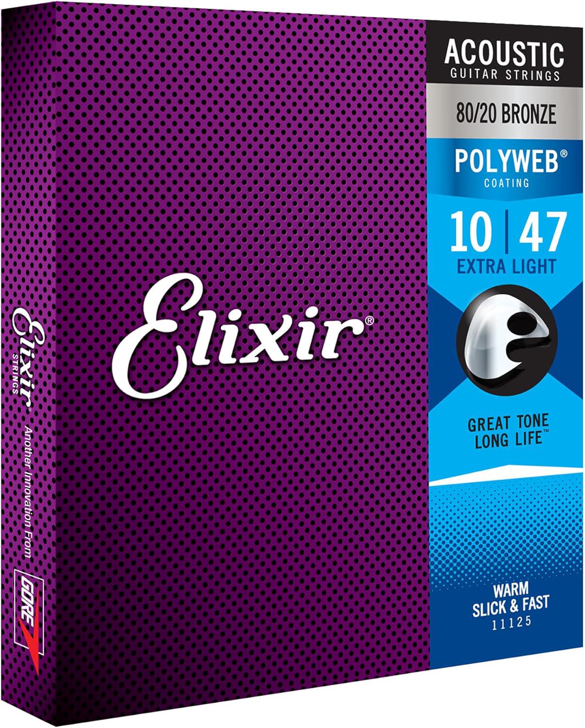 Струны для акустической гитары Elixir Polyweb 80/20 11000 Bronze (10-47) - фото 3