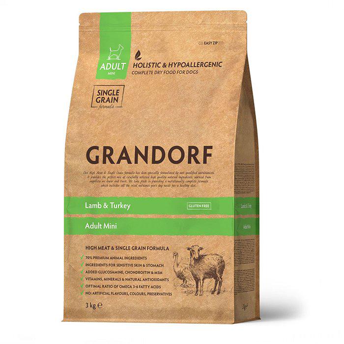 Корм сухий для дорослих собак дрібних порід Grandorf Dog Mini Lamb & Turkey ягня та індичка 8 кг