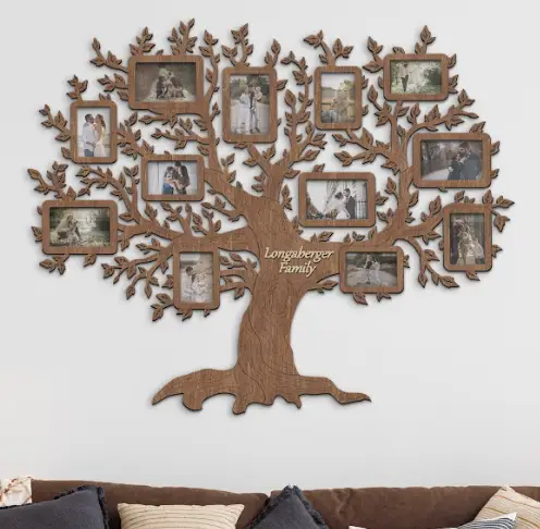 Фотоколлаж настенный Семейное дерево ручной работы на 12 фото Коричневый (tree_many_leaves_l-1) - фото 4