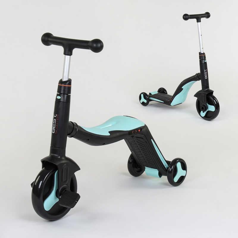 Самокат дитячий Best Scooter 3в1 з PU колесами світло/музика Turquoise (80457) - фото 2