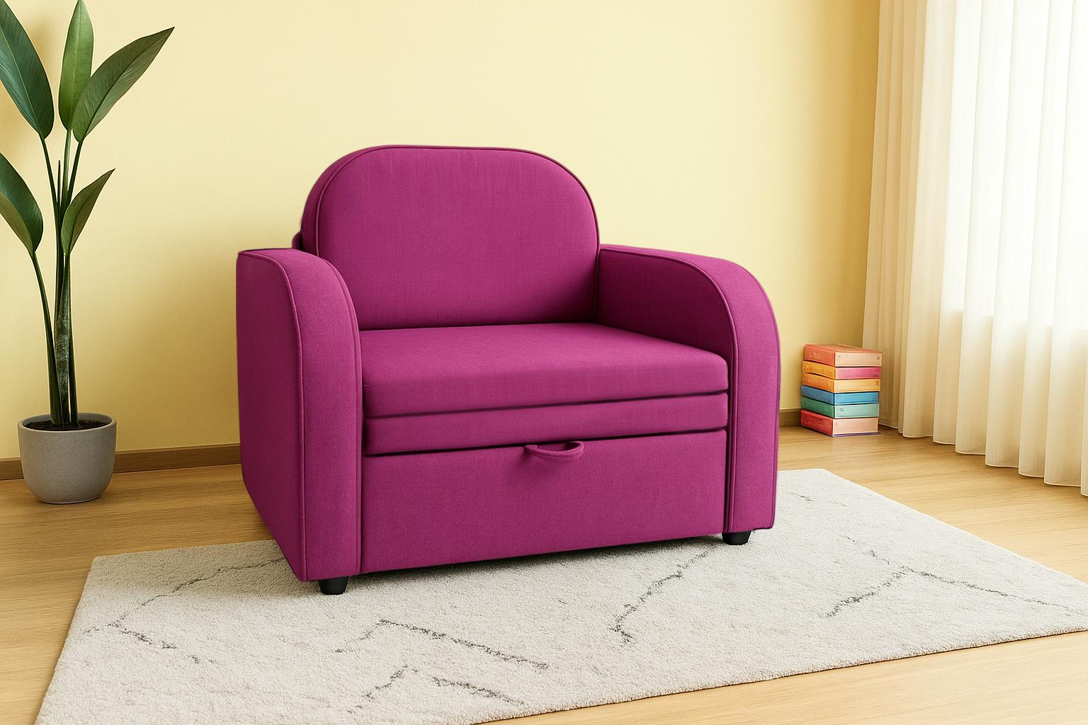 Диван-кресло мягкий раскладной Tobi Sho Дрим рогожка Bahama 1140х850х730 мм 23/Ягодный