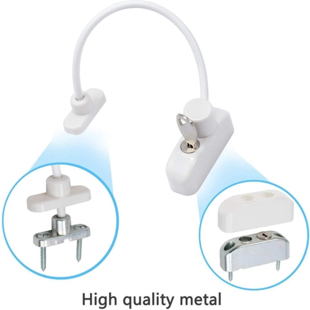 Блокіратор на вікно Kayfovo Safe Lock захисний механізм для дитячої безпеки з тросом для безпеки в будинку 20 см (L0794-0794) - фото 5