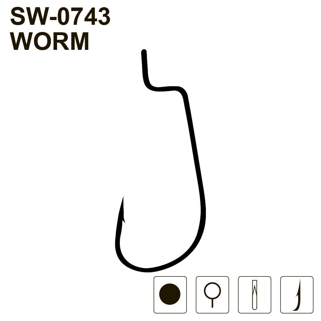 Крючки офсетные MiniMax Worm SW-0743 №1 5 шт. - фото 2