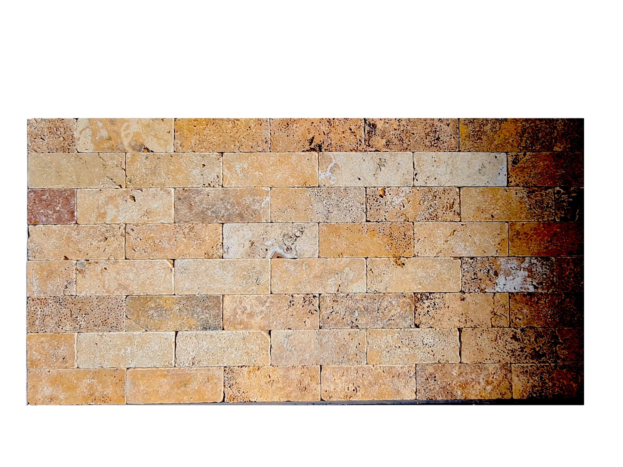 Плитка травертин STONELAK TUSCAN GOLD Tumbled/Антік 7,5х20,3 см 0.5 кв. м Yellow (999801) - фото 2 Плитка травертин STONELAK TUSCAN GOLD Tumbled/Антік 7,5х20,3 см 0.5 кв. м Yellow (999801) - фото 2