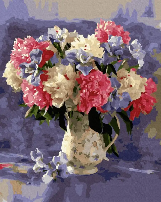 Картина по номерам Нежные пионы 40x50 см без коробки (ANG742)