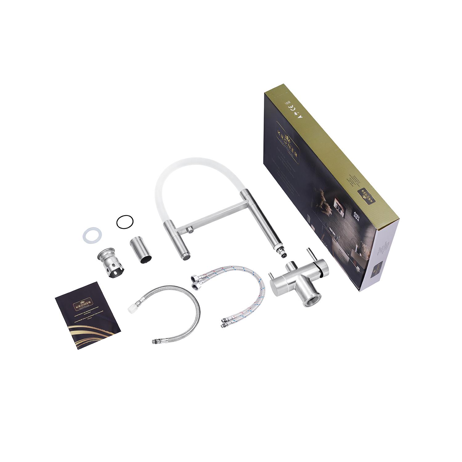 Змішувач-кран для кухні Kroner KRP Edelstahl Klassisch ESG03815WHI (KR27935Y) - фото 7 Змішувач-кран для кухні Kroner KRP Edelstahl Klassisch ESG03815WHI (KR27935Y) - фото 7