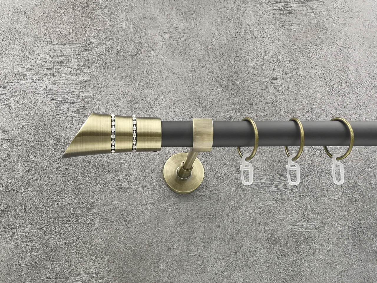 Карниз Quadrum Дива гладкая штанга одинарный модерн 25 мм 300 см антик/Черный матовый (46976259)