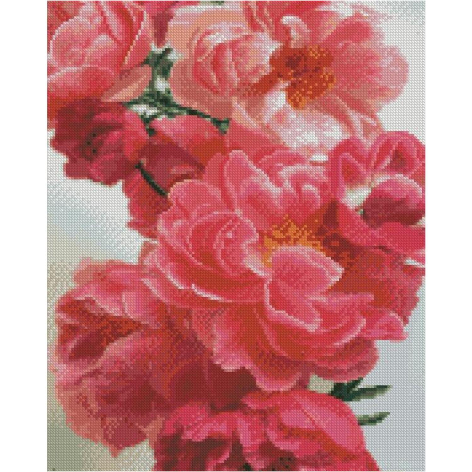 Алмазная мозаика Strateg Премиум Красные оттенки пионов 40x50 см (FA40902)