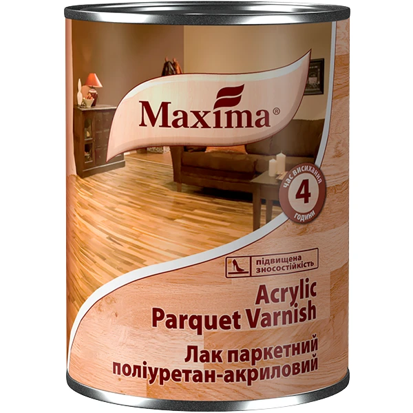 Лак паркетный полиуретан-акриловый Maxima бесцветный шелковисто-матовый 5 л (2792905248)