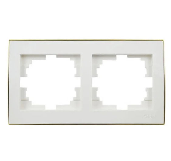 Рамка двойная Lezard Rain с боковой вставкой Белый/Золотой (26440141)
