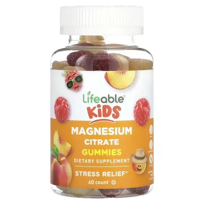 Магній для дітей Lifeable Kids Magnesium Citrate Gummies смак фруктів 60 мармеладок