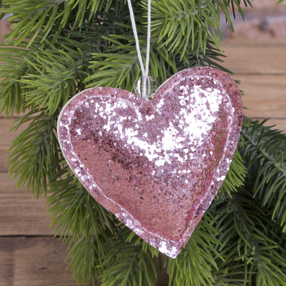 Подвеска Сердце с блестками Розовый (3814-4)
