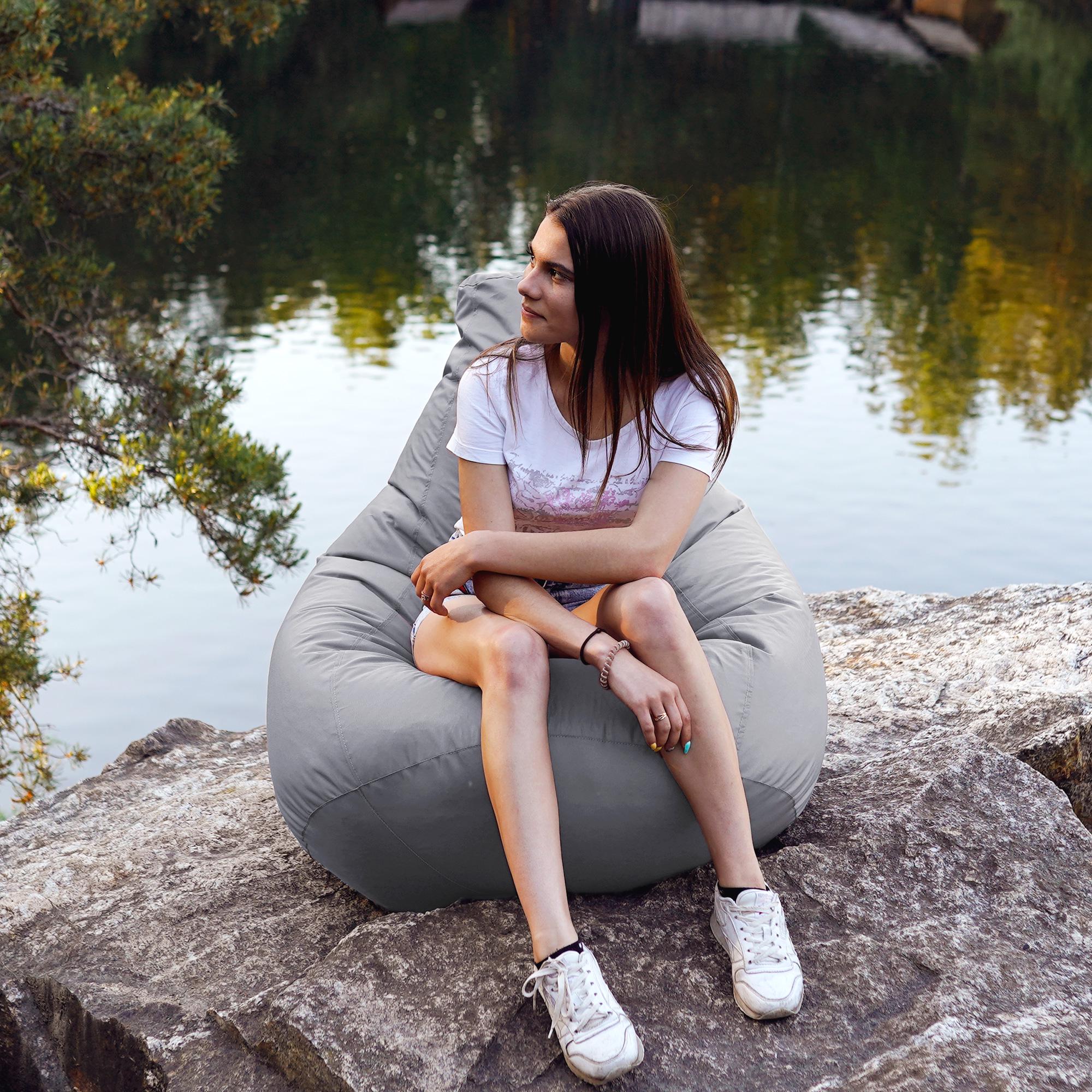 Кресло-мешок iQmebel Оксфорд груша Waterproof 2XL 120х85 см Серый (01221) - фото 3