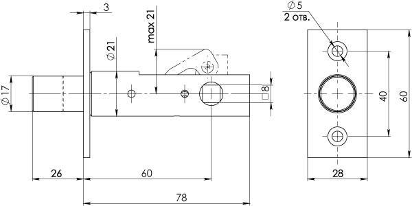 Задвижка врезная Fuaro DB-PRO.860 DB 860 CP 60 мм Хром - фото 2