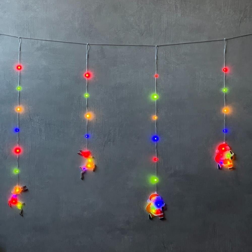 Гірлянда-штора святкова світлодіодна для декору Санта і олені 3,3 м від мережі Різнокольоровий (147-81-9133-030)