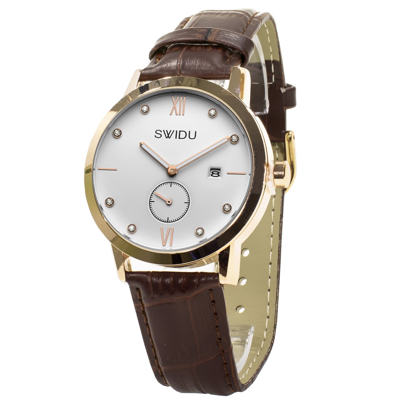 Часы мужские с двумя циферблатами SWIDU SWI-018 Brown/White