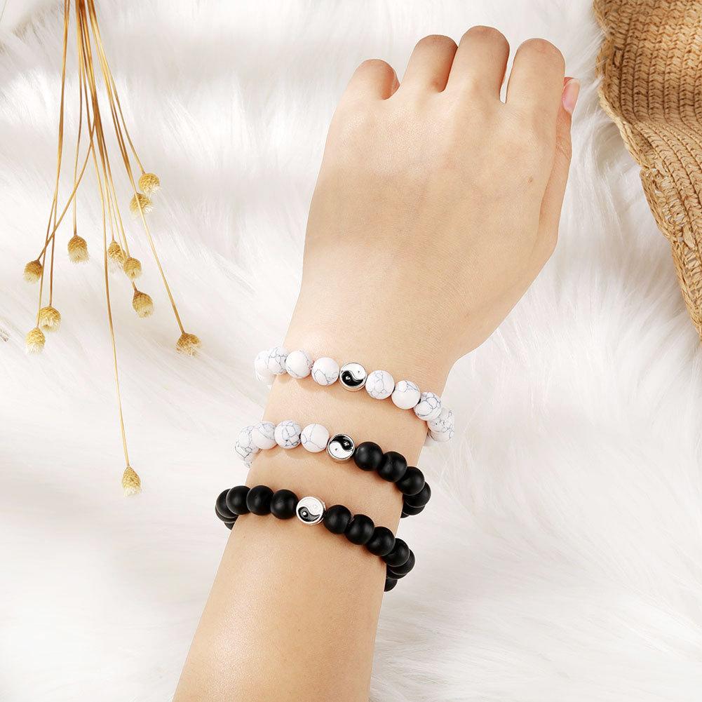 Браслет із натуральної білої лави Інь Янь 16-21 см (2112711636) - фото 5 Браслет із натуральної білої лави Інь Янь 16-21 см (2112711636) - фото 5