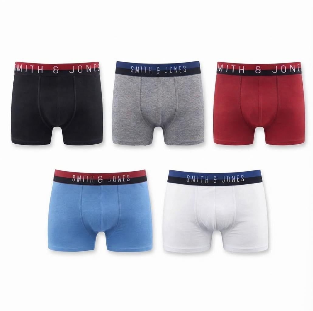 Набор мужских трусов Smith & Jones Underwear BOXER Shorts 5 шт. M Черный/красный/белый/синий/серый (7845)