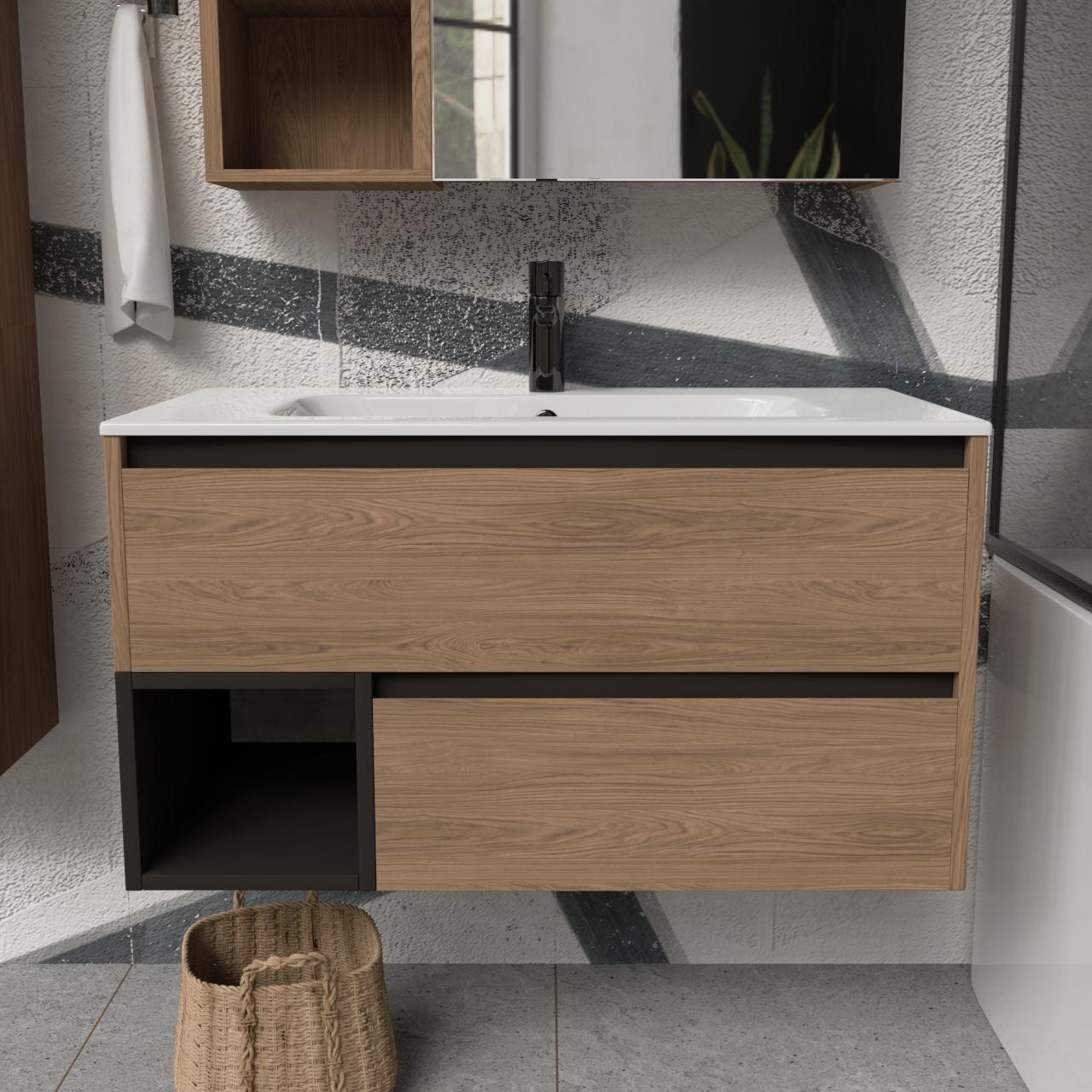 Тумба подвесная с раковиной MVK Vostok Craft 100 В2 1000х450х530 мм Дуб Казелла (c2100kll)