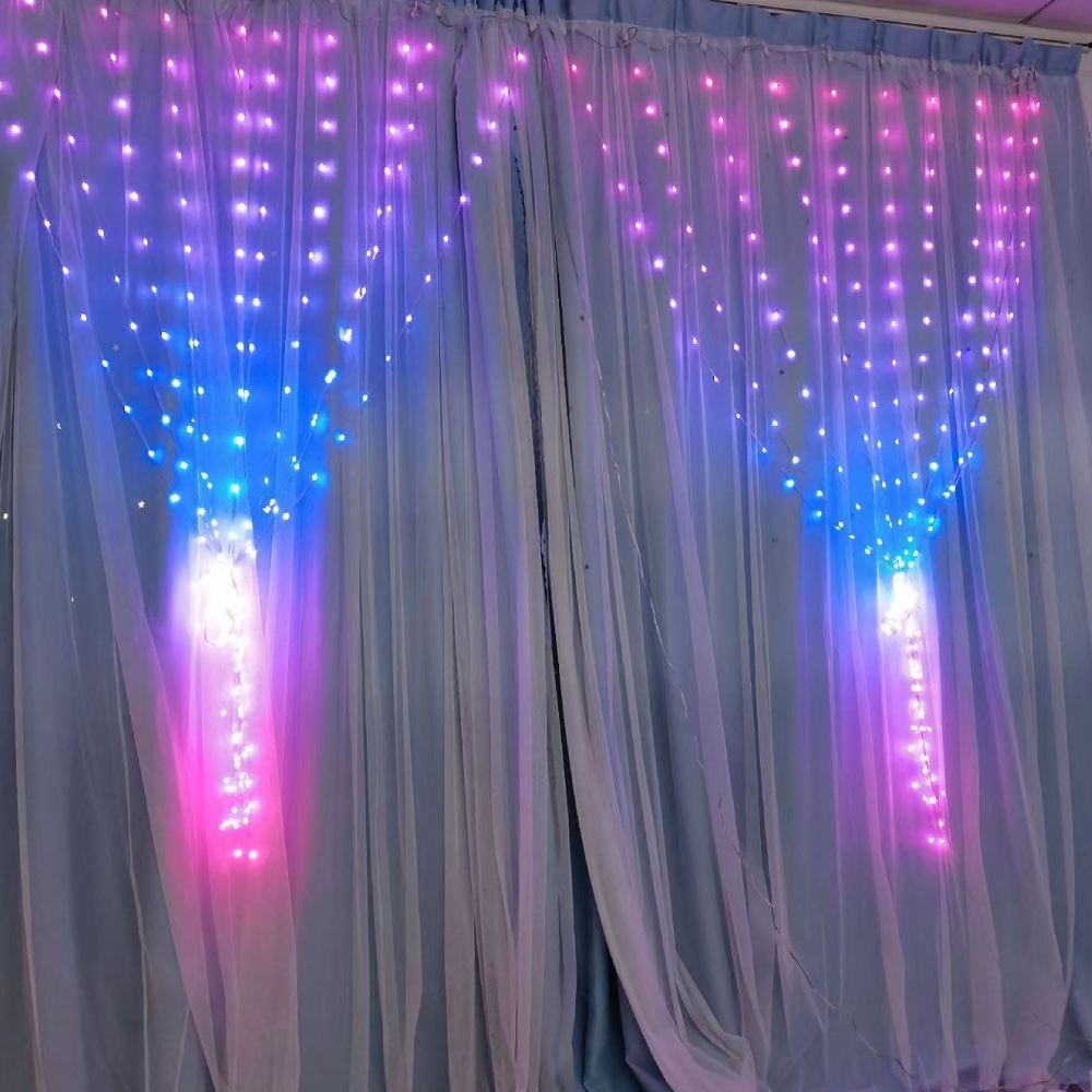 Гірлянда штора USB розумна з пультом-застосунком на телефон APP Bluetooth RGB 300LED 3x3 м (6004) - фото 6 Гірлянда штора USB розумна з пультом-застосунком на телефон APP Bluetooth RGB 300LED 3x3 м (6004) - фото 6