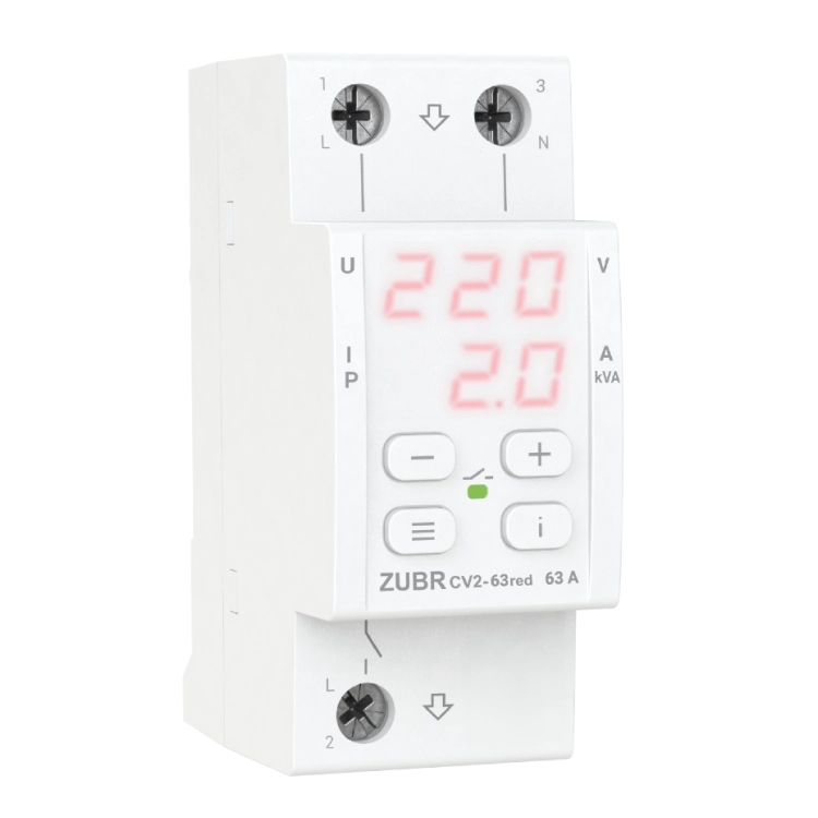 Реле напруги ZUBR CV2-63 з контролем струму Red (000288810)
