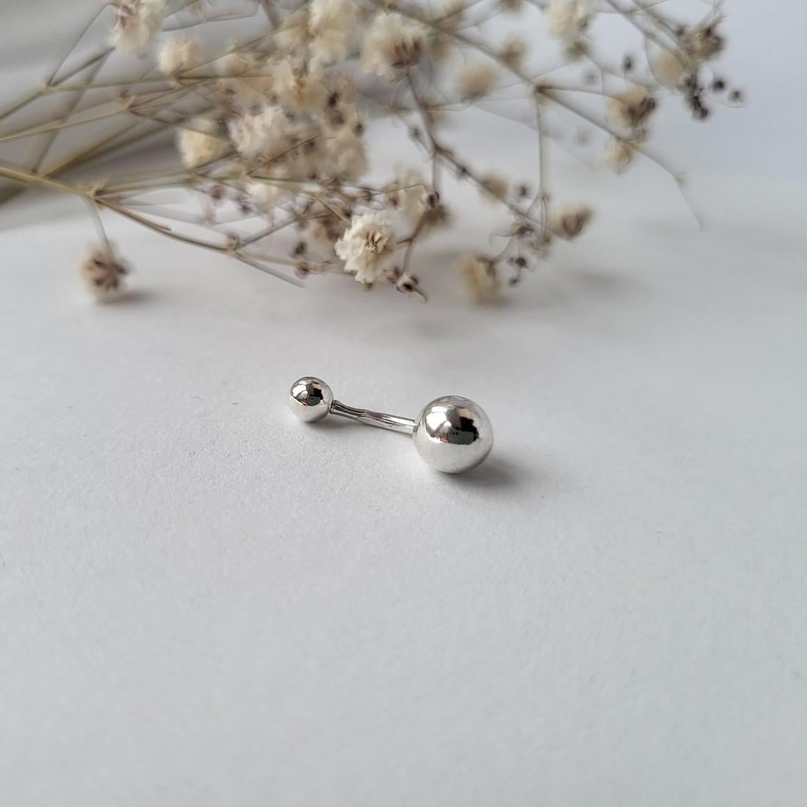 Пирсинг в пупок без камней серебро 6 мм 925 пробы 2,80 г (6058р)