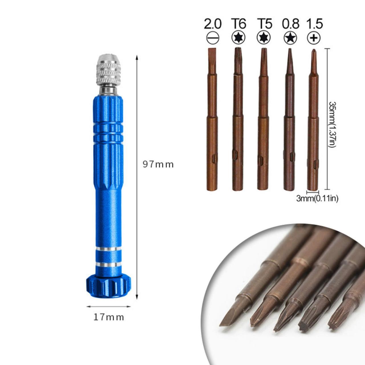 Викрутка прецизійна цангова 5 намагнічених змінних жал Blue (137757) - фото 3 Викрутка прецизійна цангова 5 намагнічених змінних жал Blue (137757) - фото 3