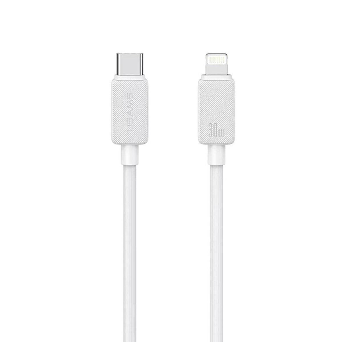 Кабель Usams US-SJ692 30W Striped Data Cable Type-C to Lightning-KY Series White (20799851) - фото 1