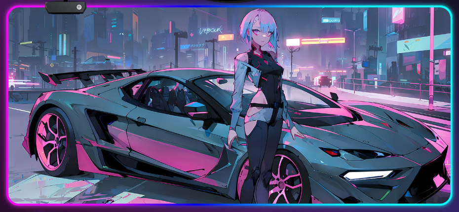 Коврик для мышки с принтом Аниме Cyberpunk LED подсветка 800х300х4 мм (2141823154)