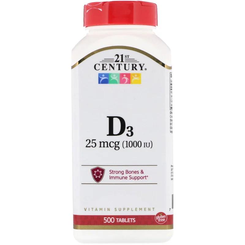 ᐉ Витамины 21st Century Vitamin D3 25 мкг 1000 IU 500 таблеток