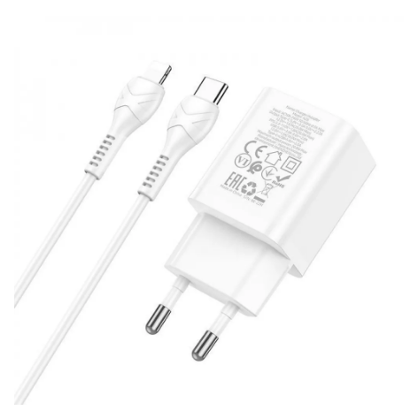 Зарядное устройство сетевое Hoco N28 Founder 20W с кабелем Type-C to Lightning White (11066955) - фото 3 Зарядное устройство сетевое Hoco N28 Founder 20W с кабелем Type-C to Lightning White (11066955) - фото 3