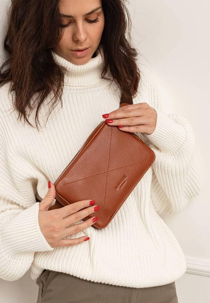 Поясна сумка шкіряна Dropbag Mini Світло-коричневий (A-026307)