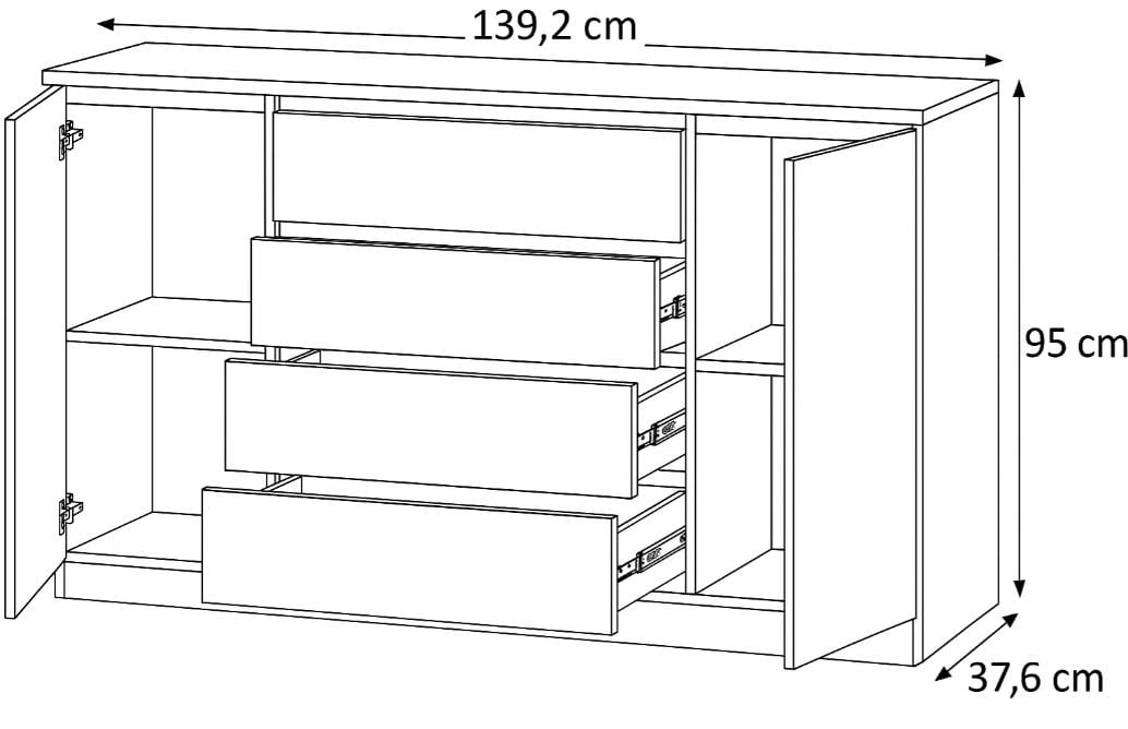 Комод для дома большой Мастер Форм Брайт 1392х376х950 мм Белый/Дуб сонома (20098) - фото 2 Комод для дома большой Мастер Форм Брайт 1392х376х950 мм Белый/Дуб сонома (20098) - фото 2