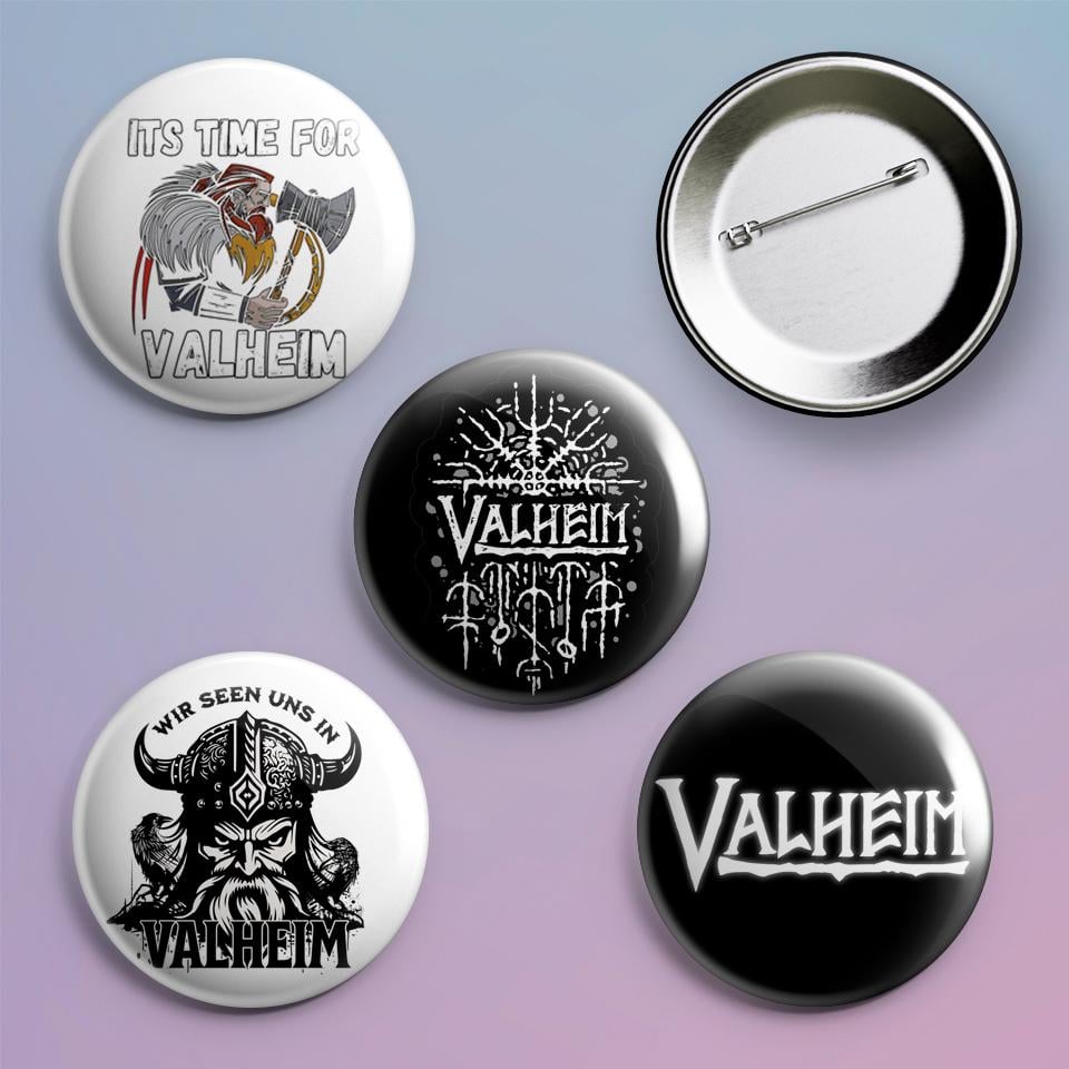 Значки на рюкзак с принтом игры Valheim 4 шт.