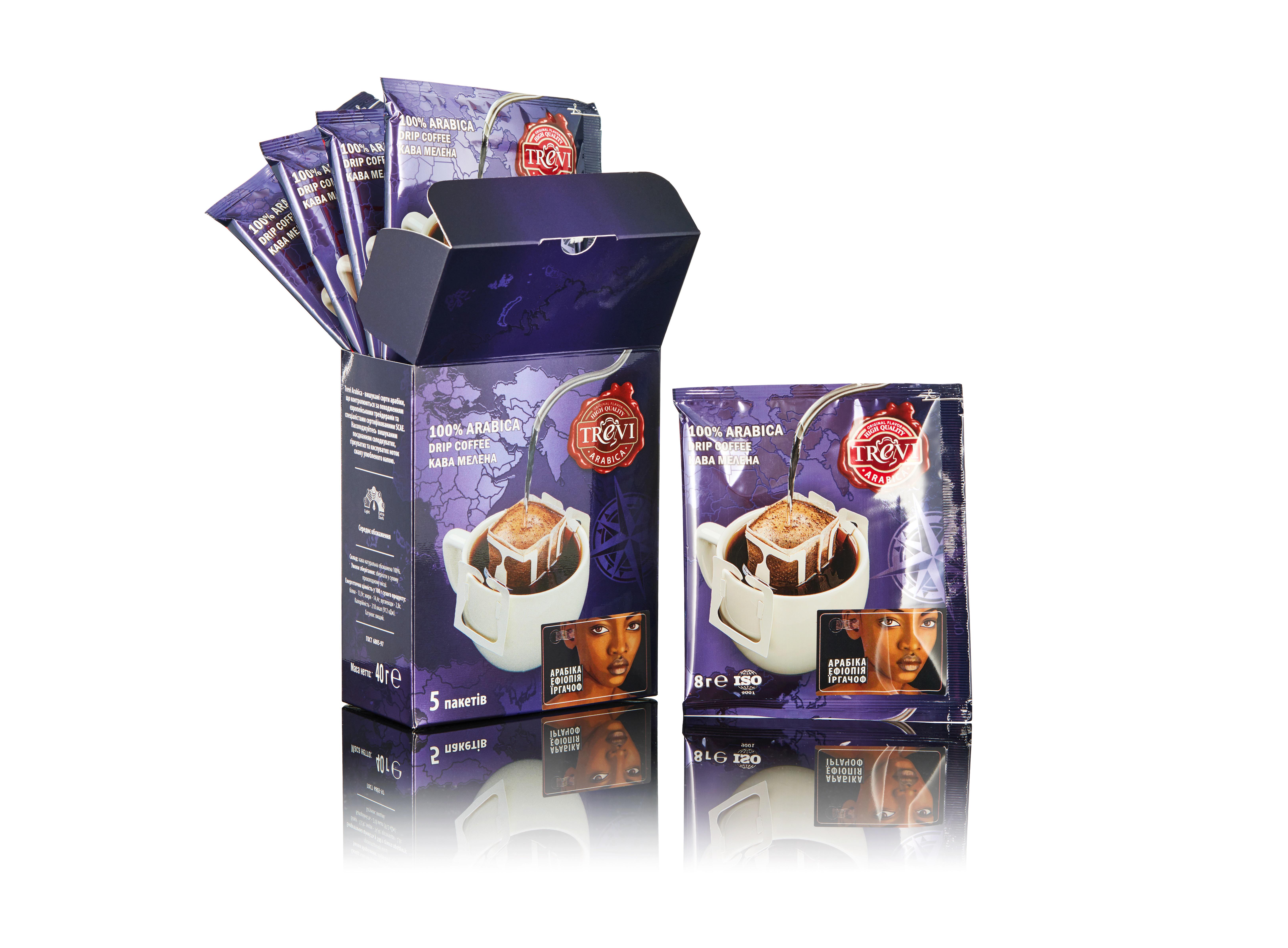 Дріп-кава Trevi Арабіка Ефіопія Іргачіф 8 г x 5 шт. (4820140050996) - фото 3