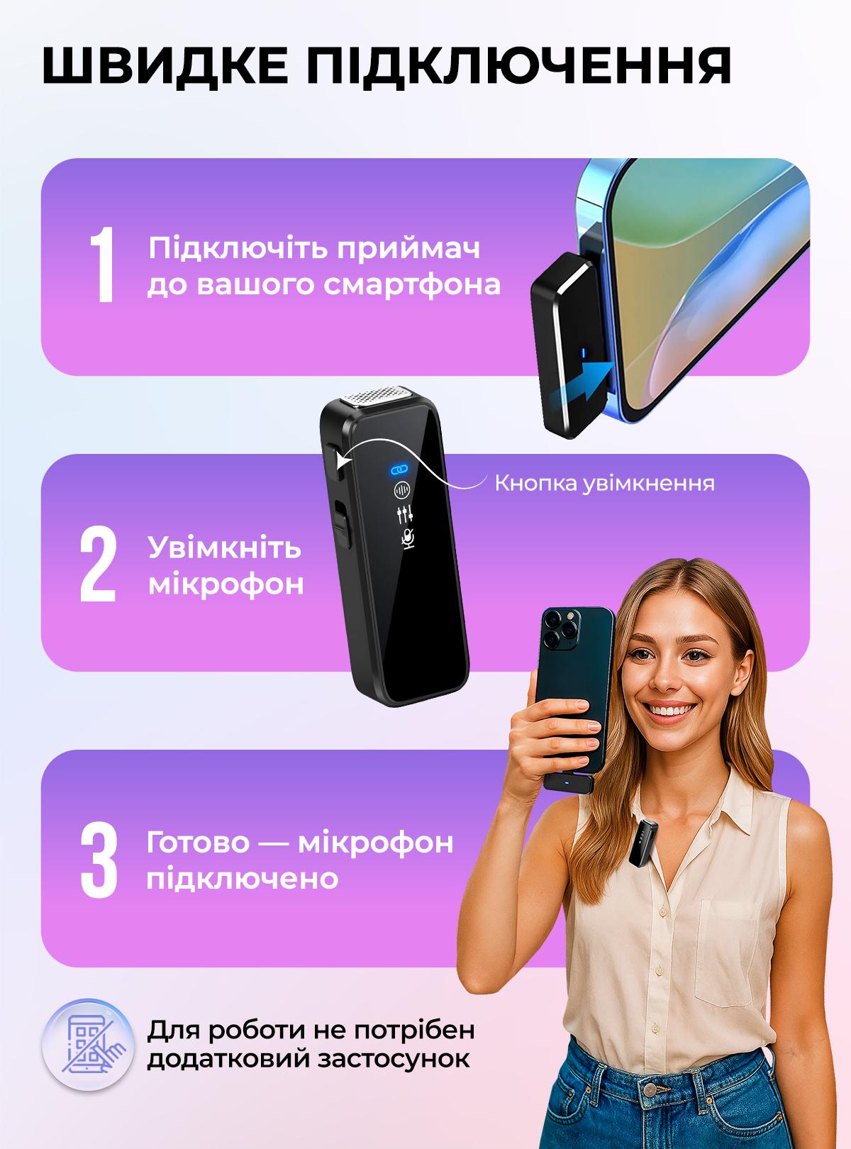 ᐉ Микрофон беспроводной петличный OnePro с ветрозащитной насадкой ...