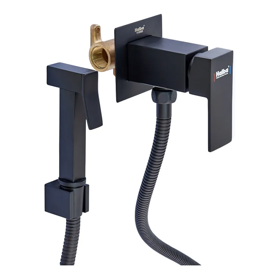 Смеситель для гигиенического душа с внутренним монтажом Haiba Kubus Black (HB3952)
